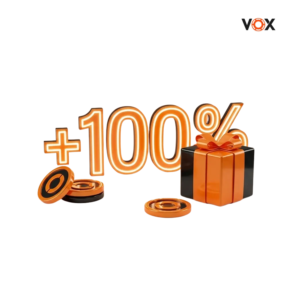 VOX casino bonuses and promotions interface showing welcome package of 10,000 PLN plus 600 free spins for Polish players