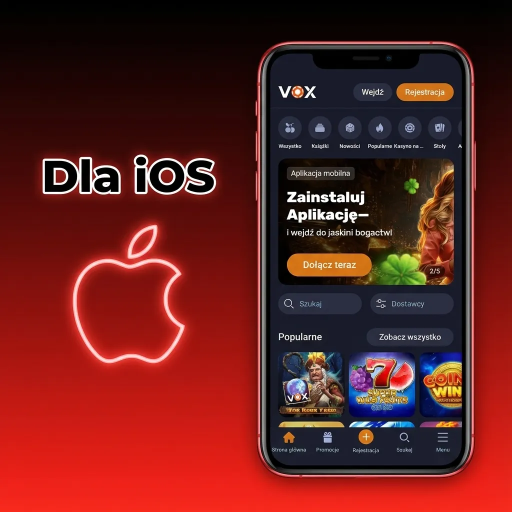 VOX Casino iOS app download guide showing 5 steps from App Store installation to login on iPhone and iPad