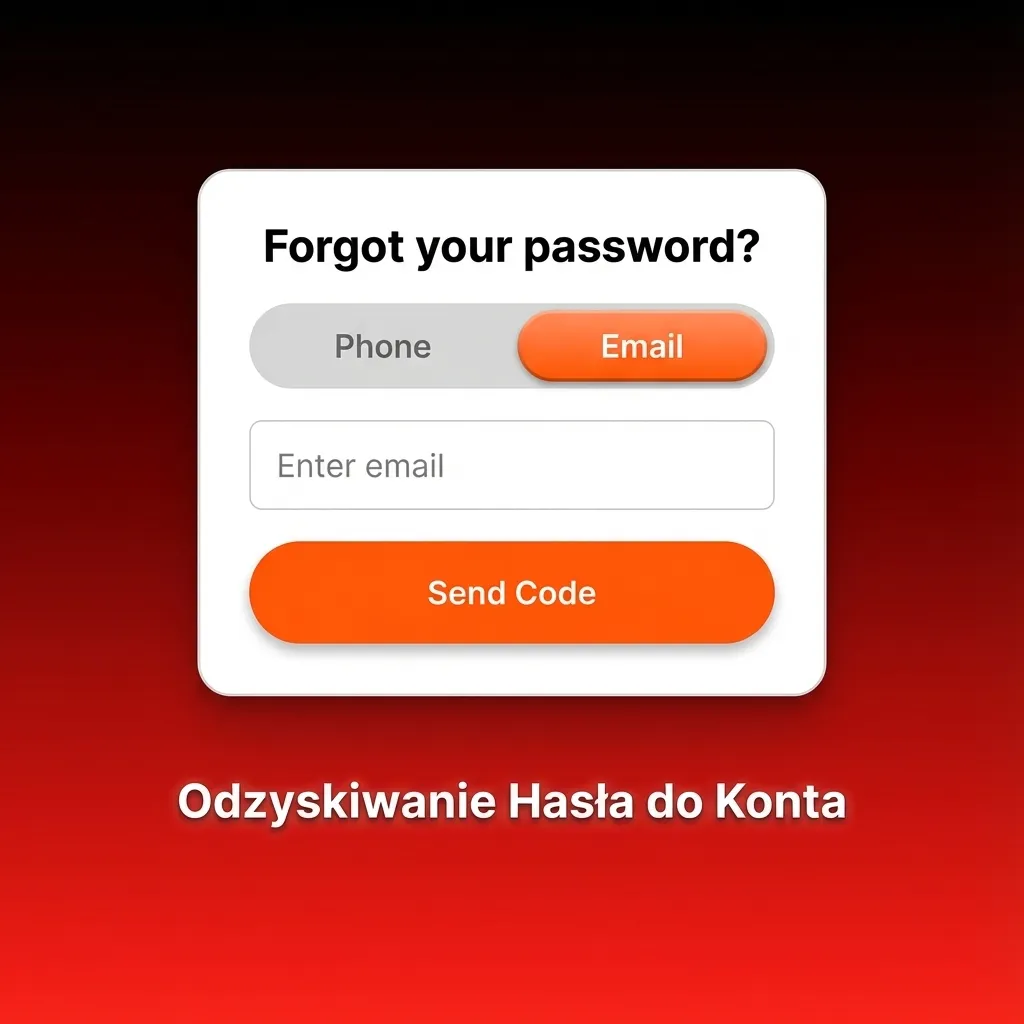 Ilustracja procesu odzyskiwania hasła do konta przez formularz resetowania i link e-mail