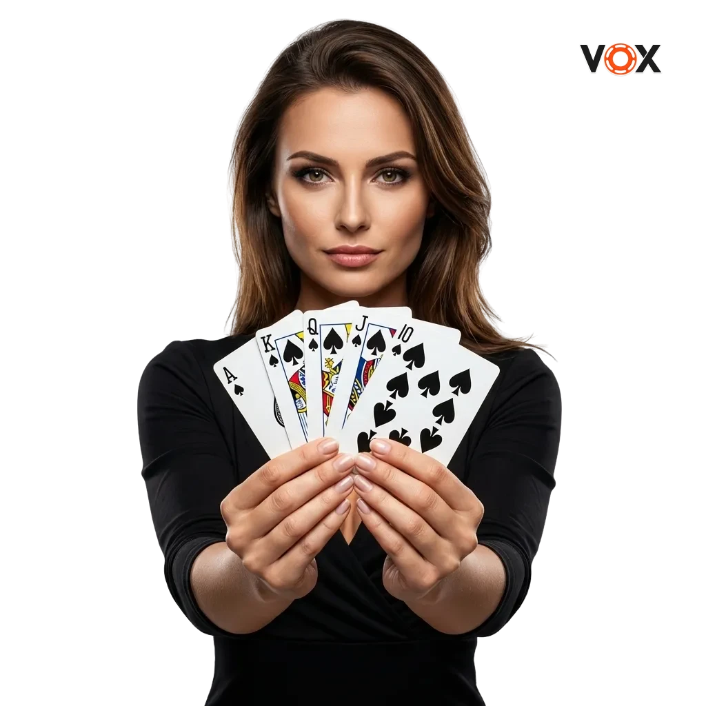 VOX Casino Poland homepage showing online slots, live games, sports betting, and welcome bonus of 10000 PLN plus 600 spins